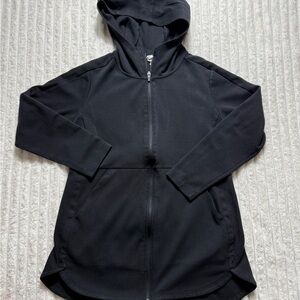 Danskin Now Black Full Zip Hoodie Women's L (12-14) Hooded Pockets Long Sleeve